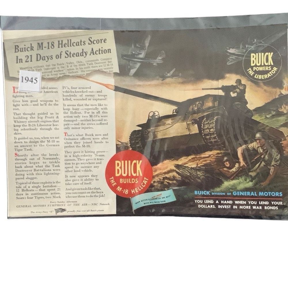 Vintage 1945 Buick Builds the M-18 Hellcat Ad Advertisement